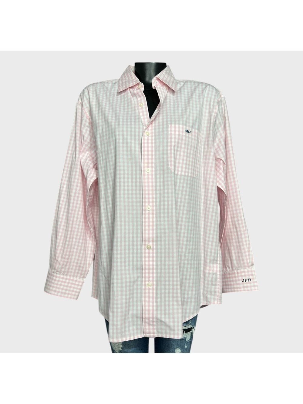 Vineyard Vines Classic Tucker Mens Large Long Sleeve Button Up Shirt Pink White